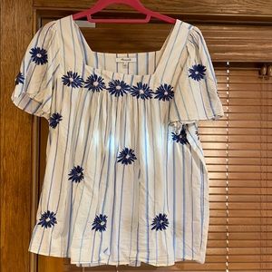 Madewell embroidered striped blouse
